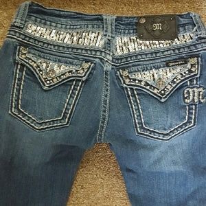 Miss me 28x31 spiked rhinestone bling flare